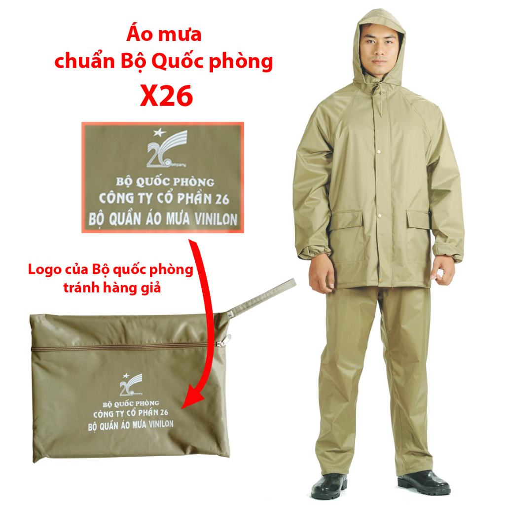 Áo mưa BQP X26 áo mưa Bộ Quân Nhu X26 hàng cấp phát chống thấm đi mưa