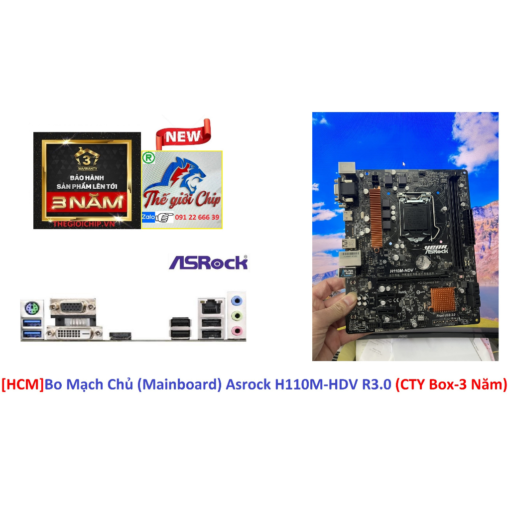 HCM Bo Mạch Chủ Mainboard Asrock H110M HDV R3 0 CTY Box 3 Năm