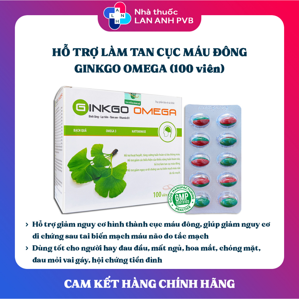 GINKGO OMEGA 100 viên Viên uống bổ não bổ sung nattokinase omega 3