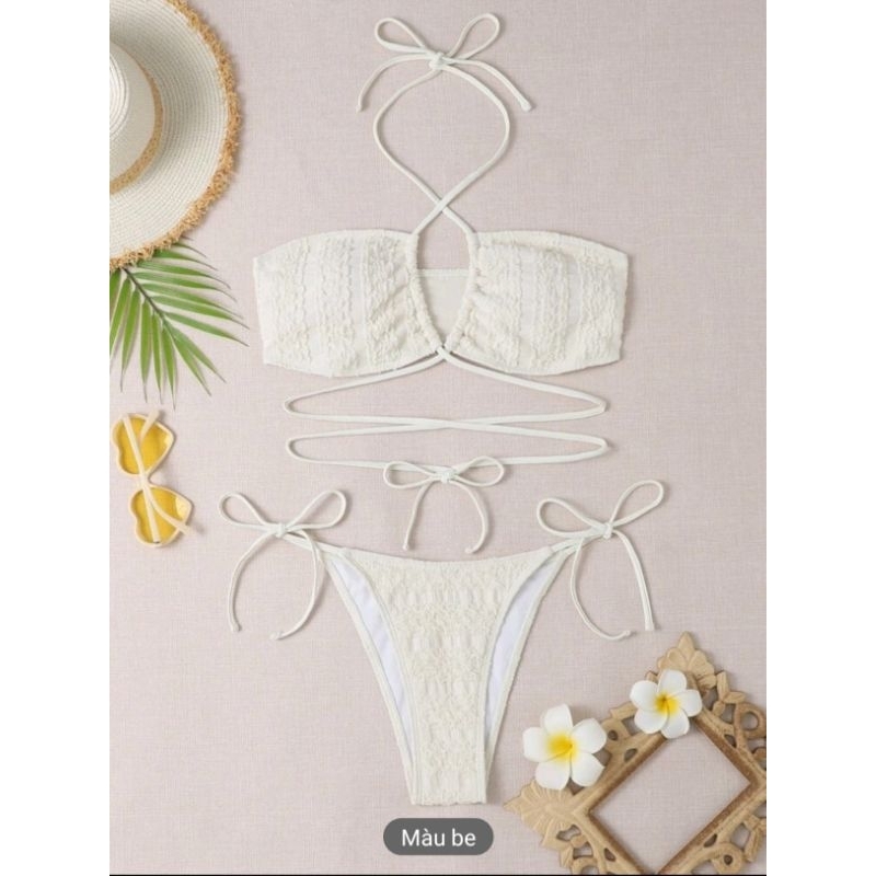 Bikini 2 mảnh nữ bikini trắng hồng Shopee Việt Nam