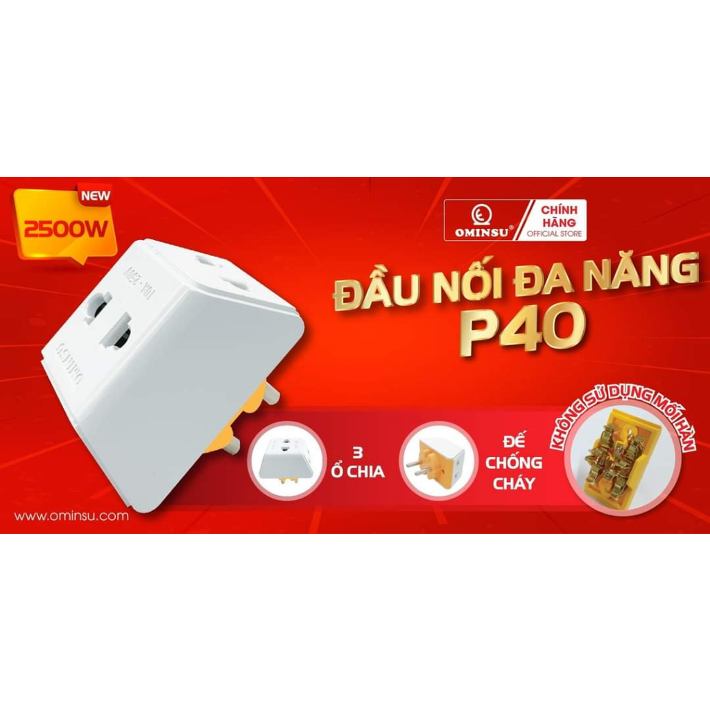 Phích nối chia 3 lỗ cắm chống vỡ Ominsu và VS Shopee Việt Nam