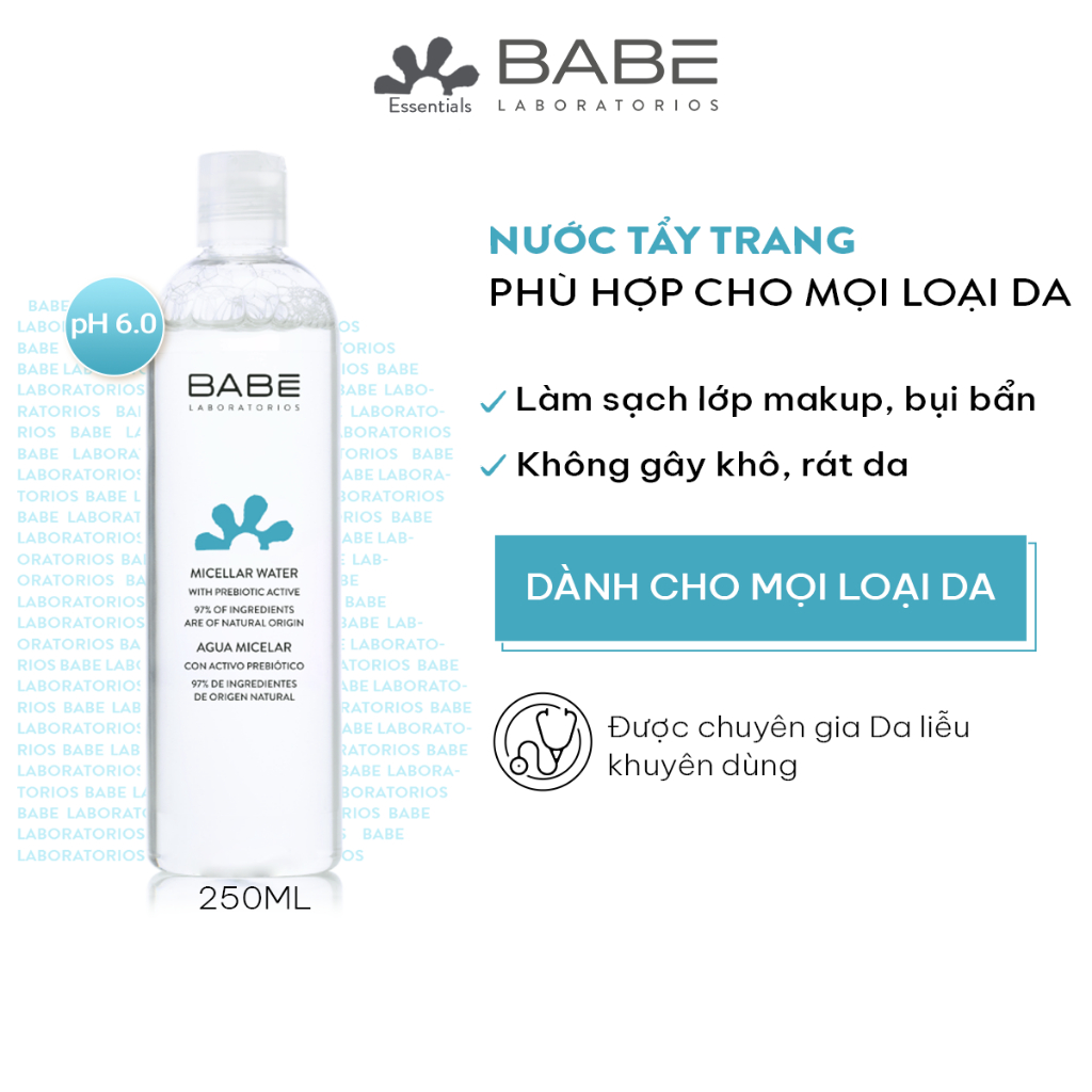 Nước tẩy trang làm sạch cho da nhạy cảm BABE Essentials Prebiotic