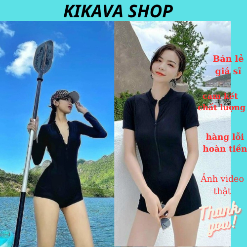 Bikini đồ bơi liền thân dây kéo đồ bơi kín đáo bikini quần đùi đồ