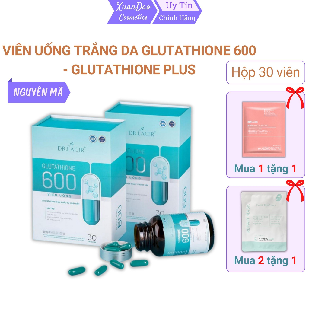 Glutathione 600 viên uống trắng da Glutathion mẫu mới xóa nám sáng da