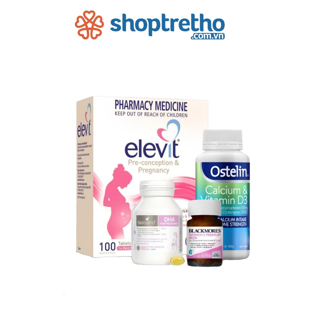 Combo B U C B T Vitamin Elevit B U Canxi Ostelin B U Dha