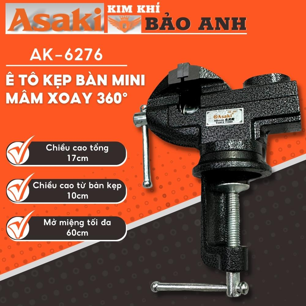 Ê tô kẹp bàn mini mâm xoay 360 độ ASAKI AK 6276 Kẹp tối đa 60mm Hàng