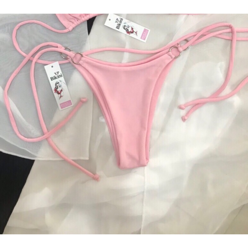 Bikini set 2 mảnh 3 mảnh tam giác bacssic khoen nhỏ quần lọt khe khoe