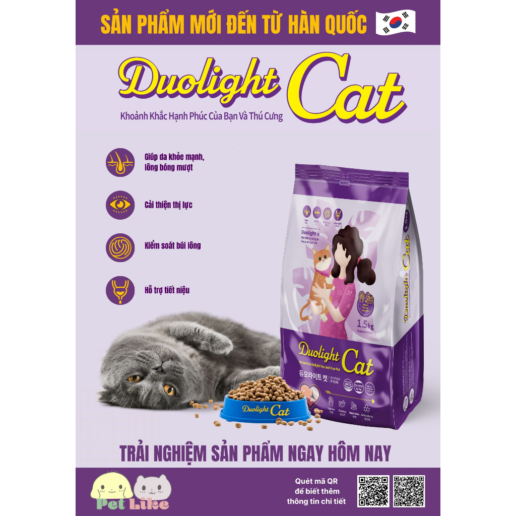 Thức ăn mèo Duolight Cat All Stage Vị Cá hồi thịt gà và rau củ 1 5KG