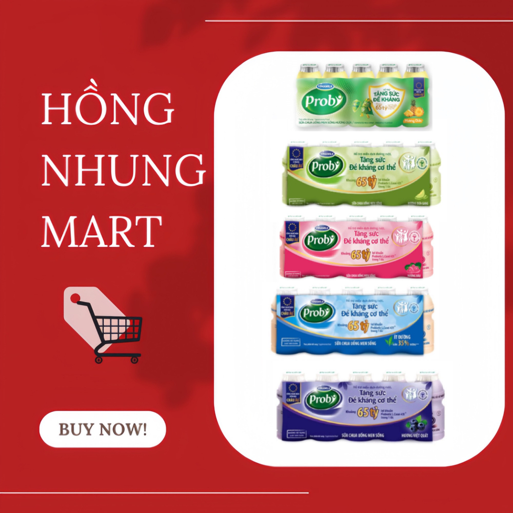 LỐC 5 CHAI SỮA CHUA UỐNG MEN SỐNG PROBY 65ML CÓ ĐƯỜNG VỊ DÂU VIỆT QUẤT