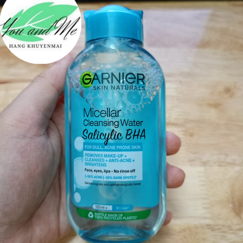 125ml Nước tẩy trang Garnier Cho Da Dầu Mụn Salicylic BHA Micellar