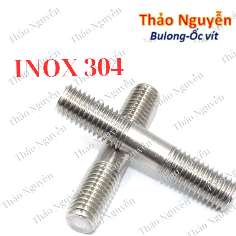 Bulong 2 đầu ren Inox 304 size M3 M4 M5 M6 M8 chiều dài 30mm 200mm