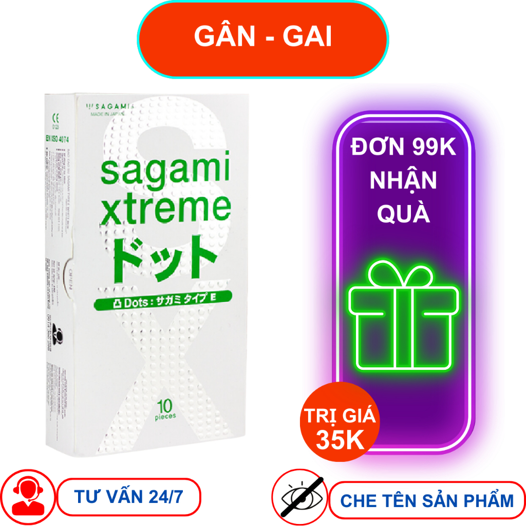 Bao cao su Sagami Xtreme White có GÂN GAI hộp 3 và 10 chiếc Shopee