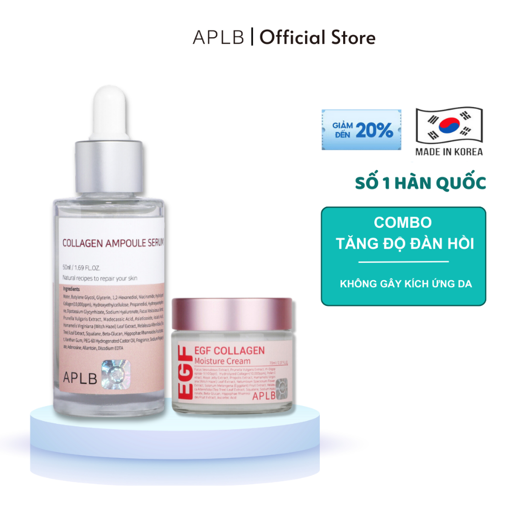 Combo Bổ Sung Collagen Cho Da Tinh Chất Serum APLB 50ml Kem Dưỡng Da