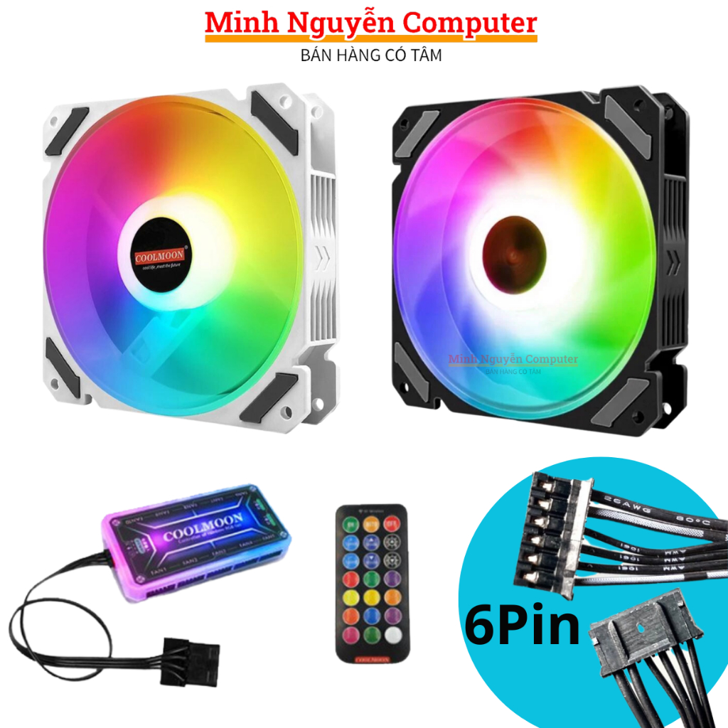 Quạt Tản Nhiệt Fan Led RGB Coolmoon Y2 Có Điều Tốc PWM Led đồng bộ