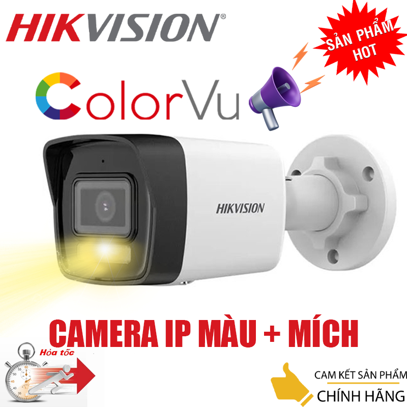 Camera IP 2MP thân trụ HIKVISION DS 2CD1023G2 LIUF có màu ban đêm