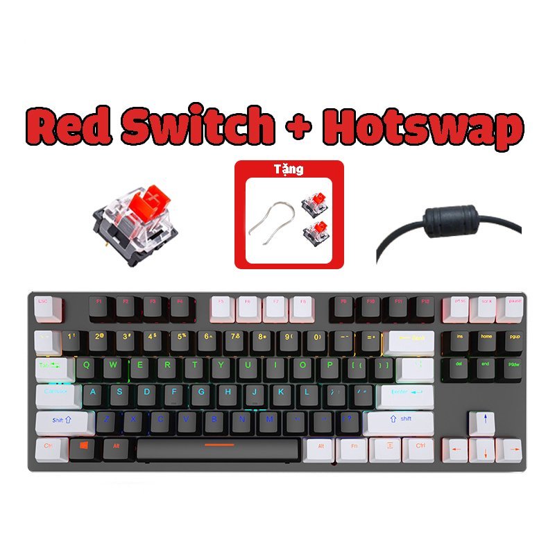 Hotswap Red switch Bàn phím cơ K550 plus red switch hotswap tặng