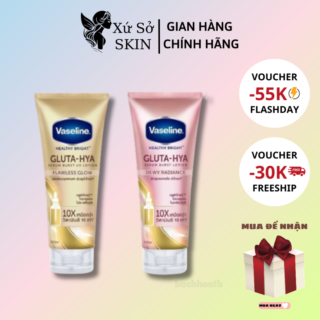 Sữa dưỡng thể trắng da Vaseline Healthy Bright Gluta HYA Serum 10X ban