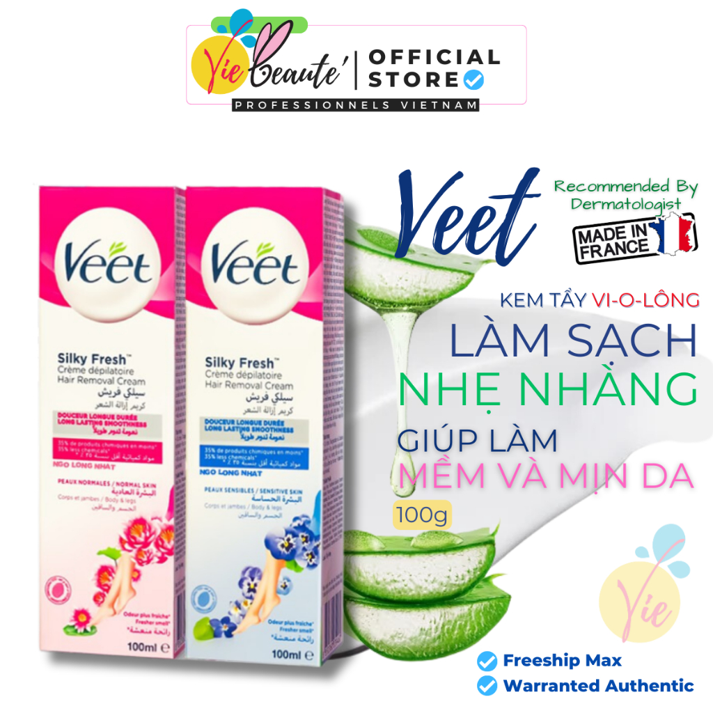 Kem Tẩy Lông VEET Silky Fresh 100ml Tẩy Lông VEET cho da nhạy cảm và