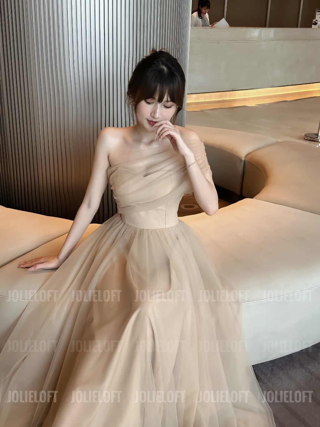 Váy nữ dự tiệc cúp ngực nude thiết kế Velvet Dress JOLIE LOFT đầm dáng
