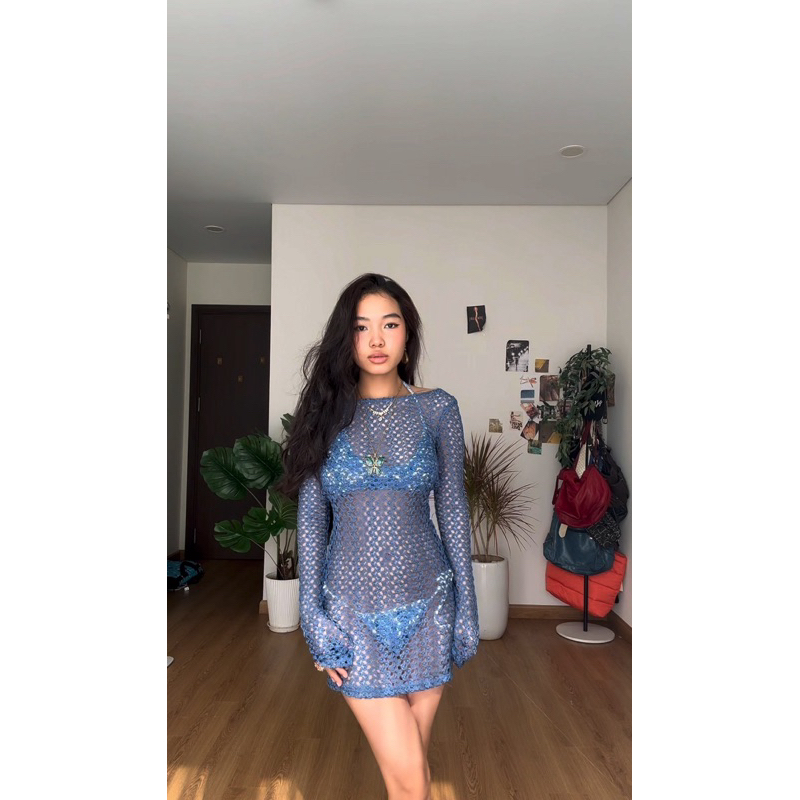 váy lưới đi biển co giãn ít bikini xanh Shopee Việt Nam