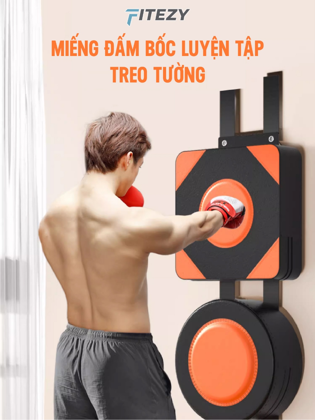 Bao đấm boxing dán tường FITEZY Túi cát tập đấm bốc treo tường tiện