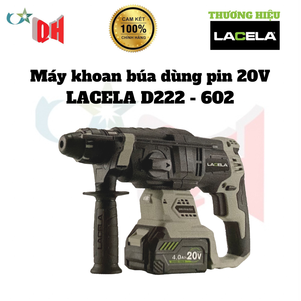 Máy Khoan Búa 3 Chức Năng Dùng Pin 20V Có Đèn LED LACELA D222 602