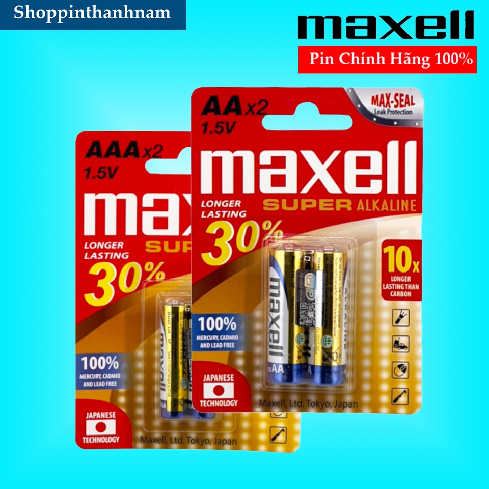 Pin AA Pin AAA MAXELL SUPER ALKALINE Cao Cấp Vỉ 2 Viên Chính Hãng