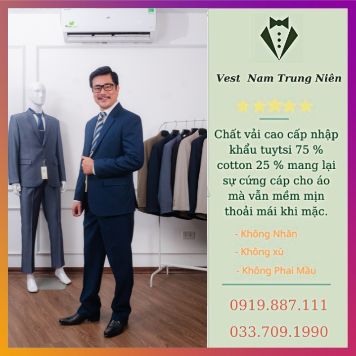 Bộ Vest Hồng Ngọc Trung Niên Comple Nam Cao Cấp Chất Liệu Nhập Khẩu