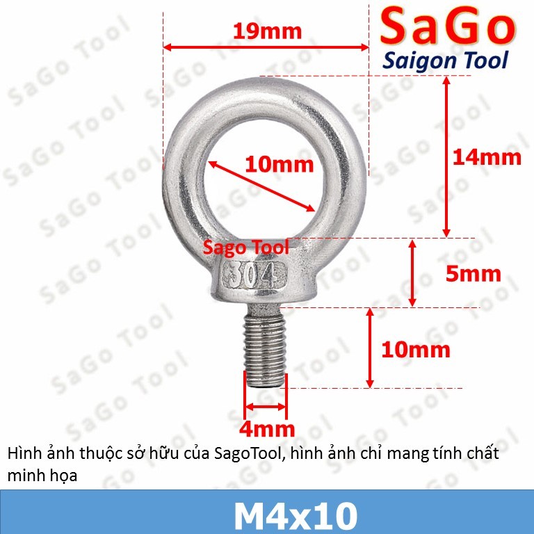 Bulong móc cẩu bulong tai cẩu bulong mắt INOX 304 size M3 M4 M5 M6 M8