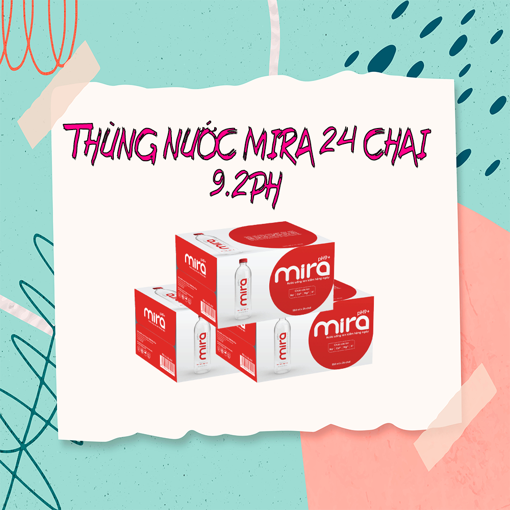 Thùng 24 Chai Nước Ion Kiềm Mira Tav pH9 Giàu Khoáng Chất An Toàn Sức