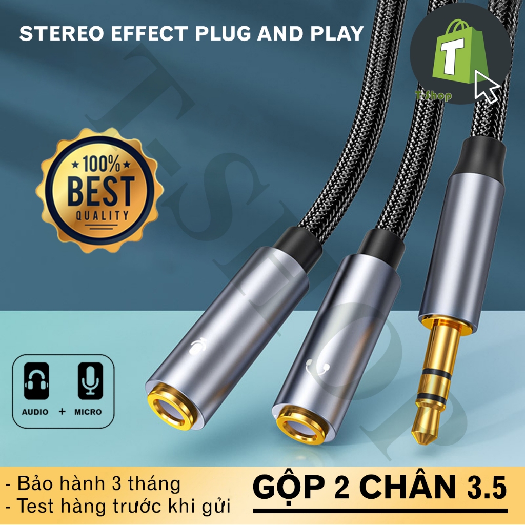 Jack chuyển đổi 2 chân 3 5 sang 1 chân 3 5 gộp cổng Audio và Mic