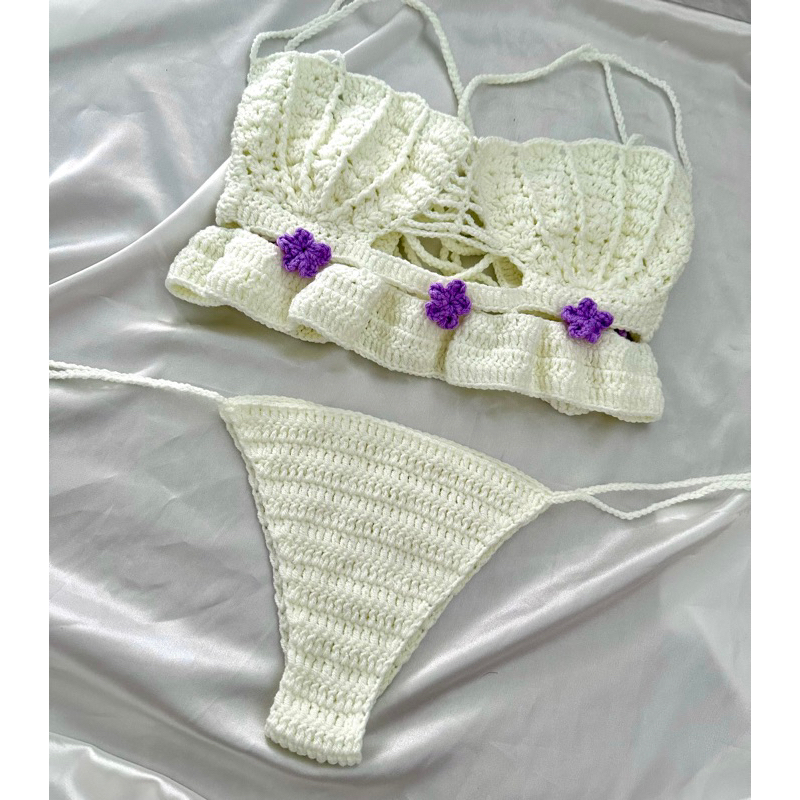 Bikini Len Crochet Handmade Shopee Vi T Nam