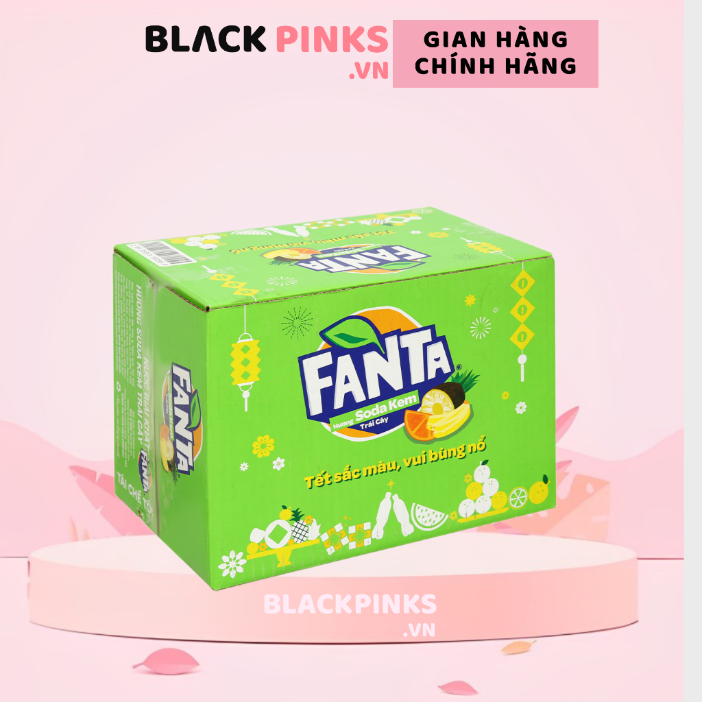 Thùng 12 lon nước ngọt Fanta hương soda kem trái cây lon 320ml Shopee