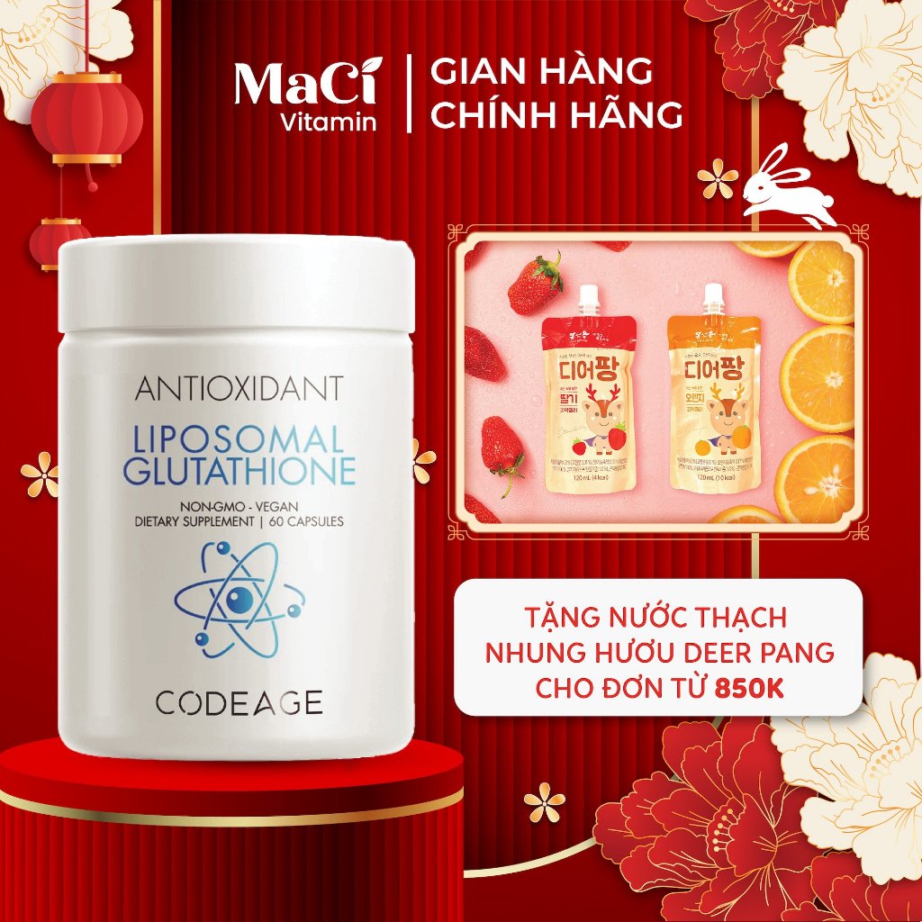 Liposomal Glutathione Codeage Chống oxy hóa Giúp trắng sáng da Thải độc