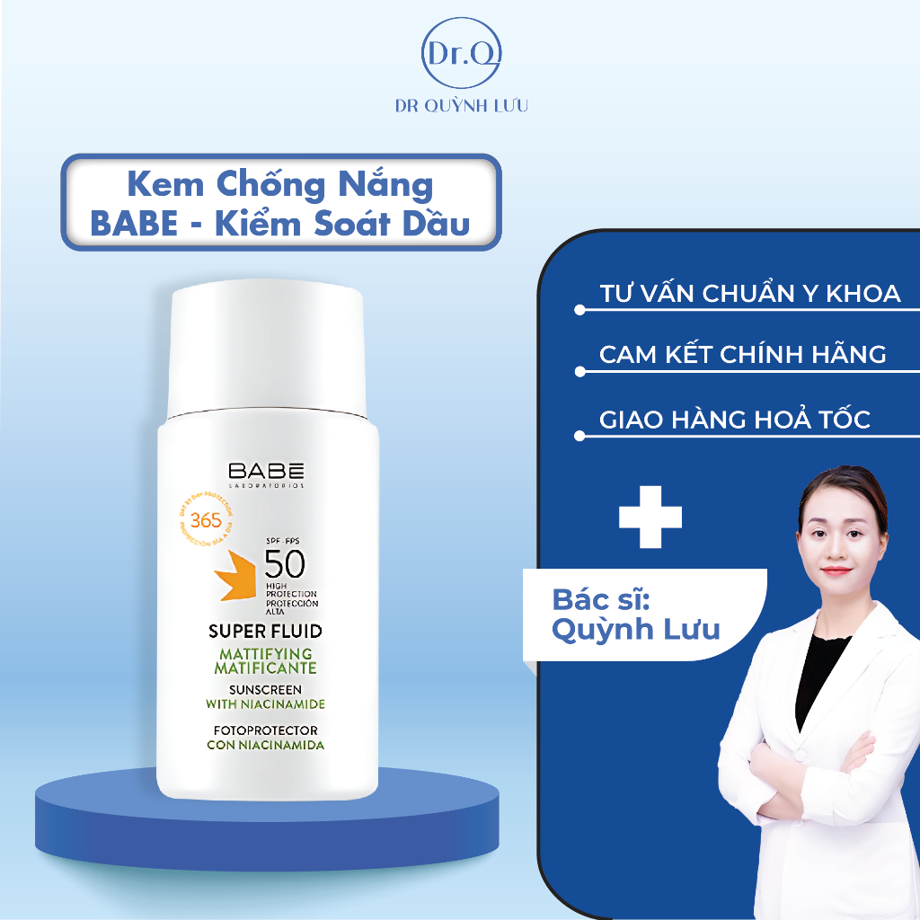 Kem Chống Nắng BABE Super Fluid Mattifying Sunscreen SPF 50 Phổ Rộng