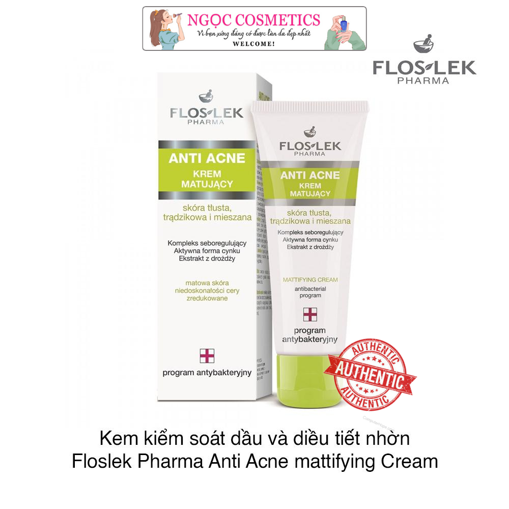 Chính hãng Kem dưỡng kiềm dầu Floslek Anti Acne Mattifying Cream 50ml