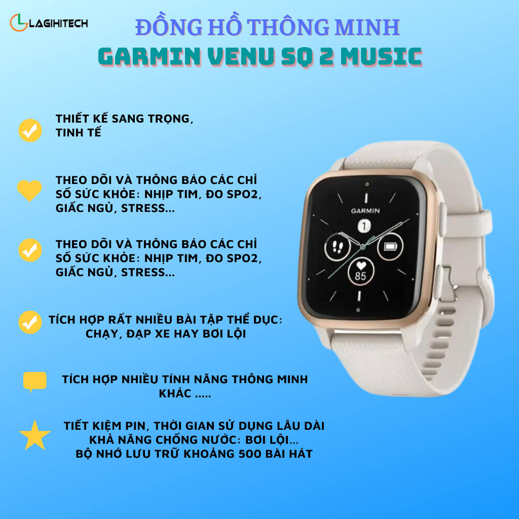 Đồng hồ thông minh Garmin Venu SQ 2 Venu SQ 2 Music Hàng Chính Hãng