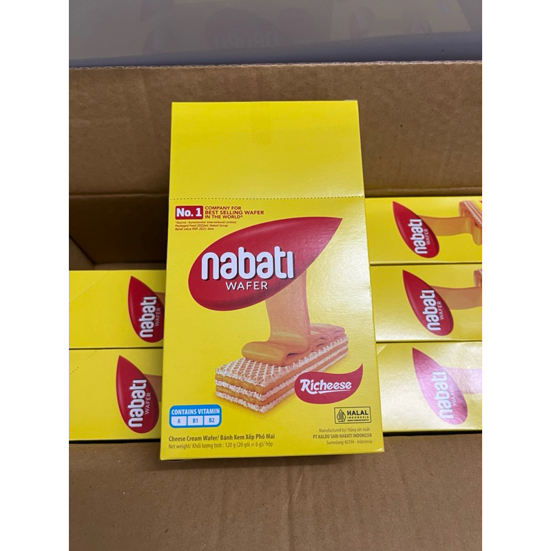 Thùng Bánh Kem Xốp Phô Mai Richeese Nabati Cheese Cream Wafer 6 hộp