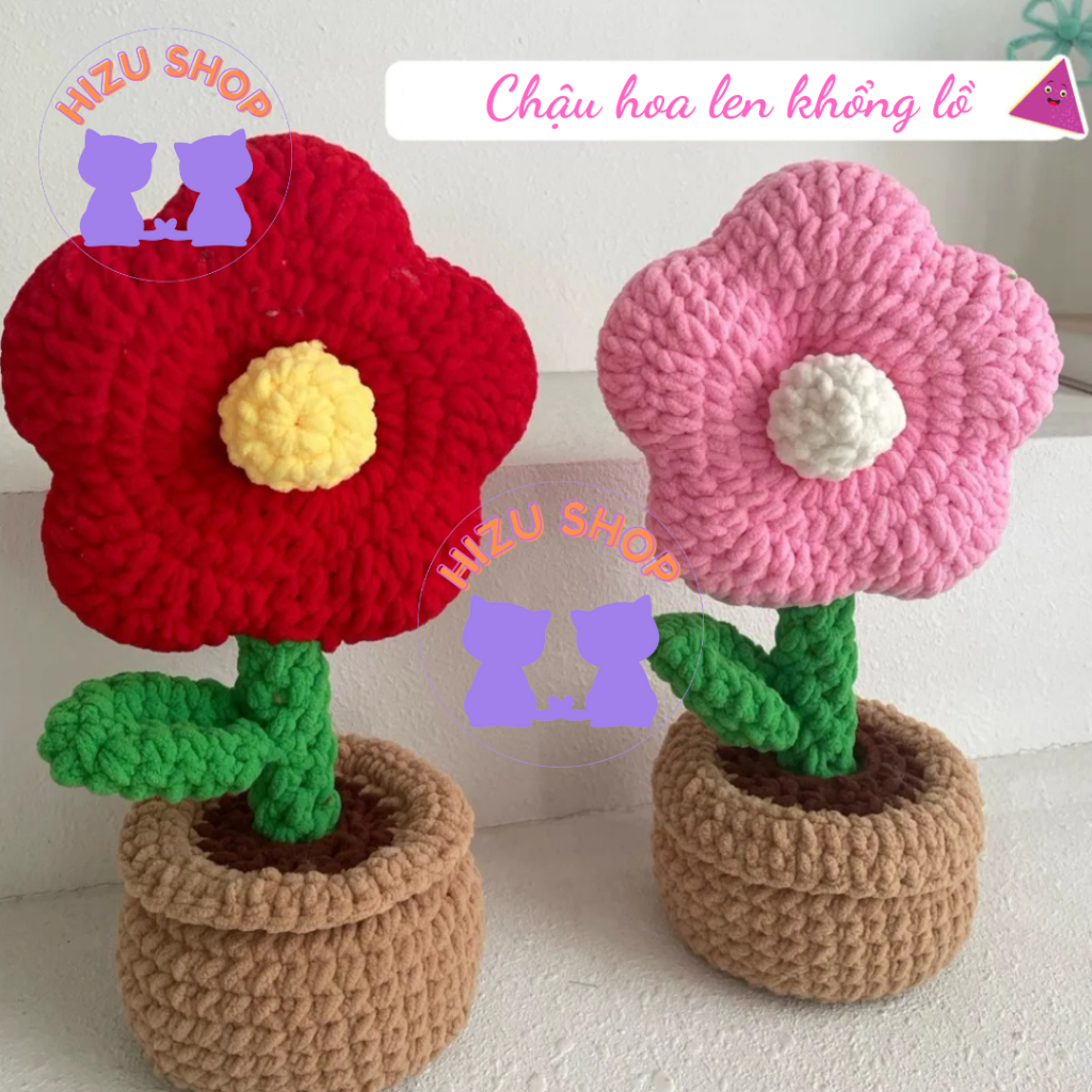 Chậu Hoa Len Khổng Lồ Len Móc Handmade Shopee Việt Nam