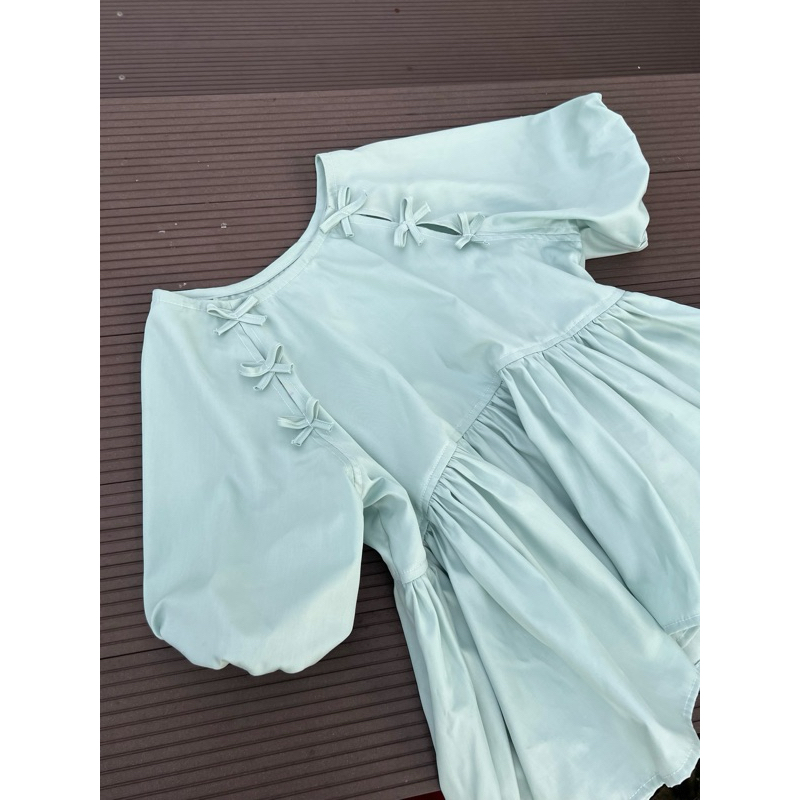 SIXI áo babydoll cổ áo dài cách điệu nơ Hamy Shopee Việt Nam