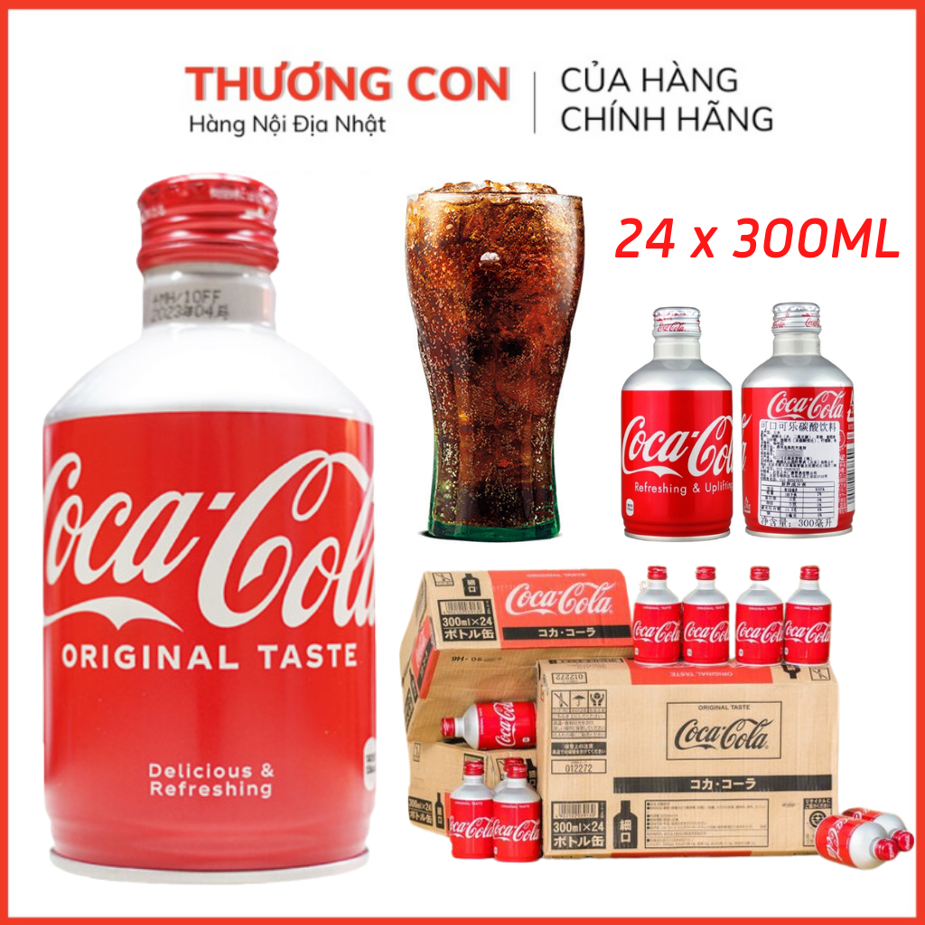 Thùng 24 lon Nước Ngọt Coca Cola Nắp Vặn Nhật Bản Chai Nhôm Dung Tích