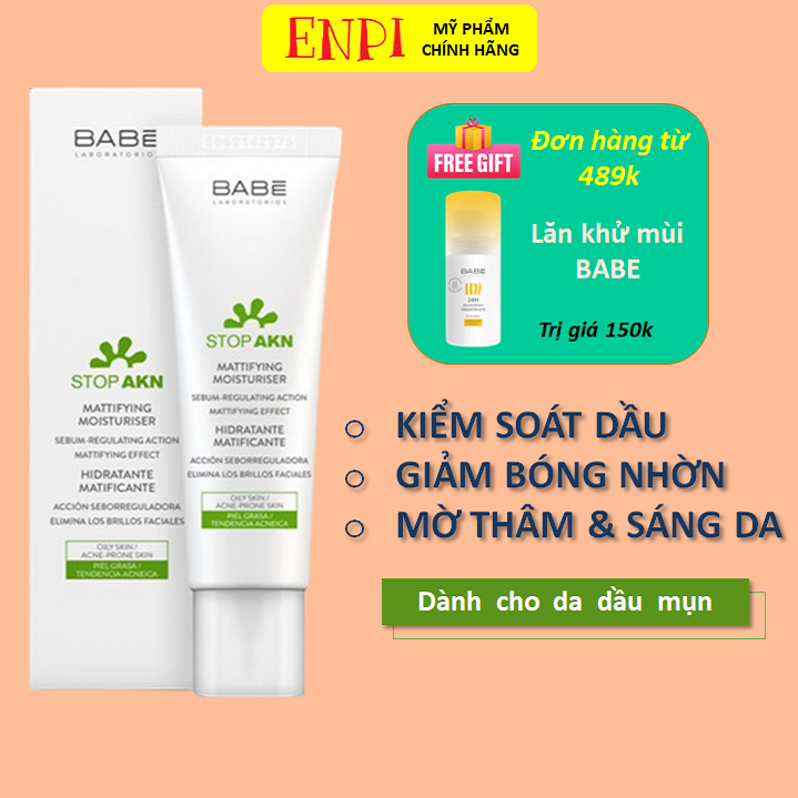 Kem dưỡng ẩm kiềm dầu BABE Stop AKN Mattifying Moisturiser Shopee