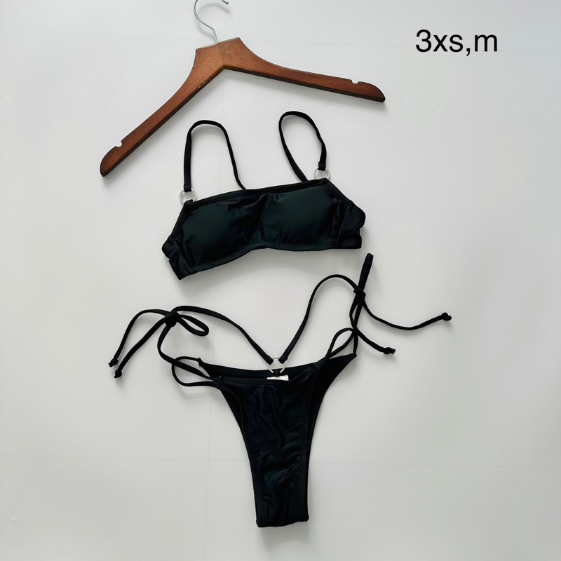 Xs s m L Bikini 2 mảnh màu đen phối khoen sexy hãng XHIRALATION