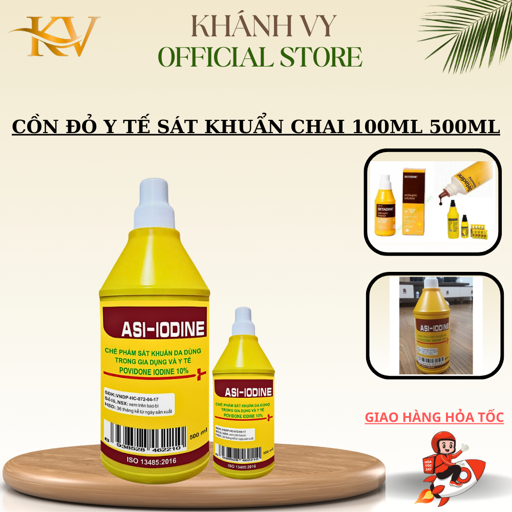 Dung Dịch Cồn Đỏ Sát Khuẩn Povidone Iodine 10 Chai 100ml 500ml