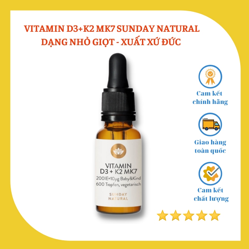 Vitamin D3 K2 Mk7 Sunday Natural Của Đức Hỗ Trợ Xương Chắc Khỏe Cho Bé