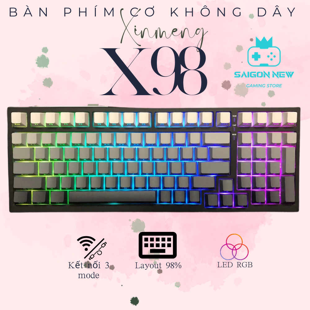 Bàn Phím Cơ Xinmeng X98 PRO 3 mode kết nối LED RGB Cao Cấp