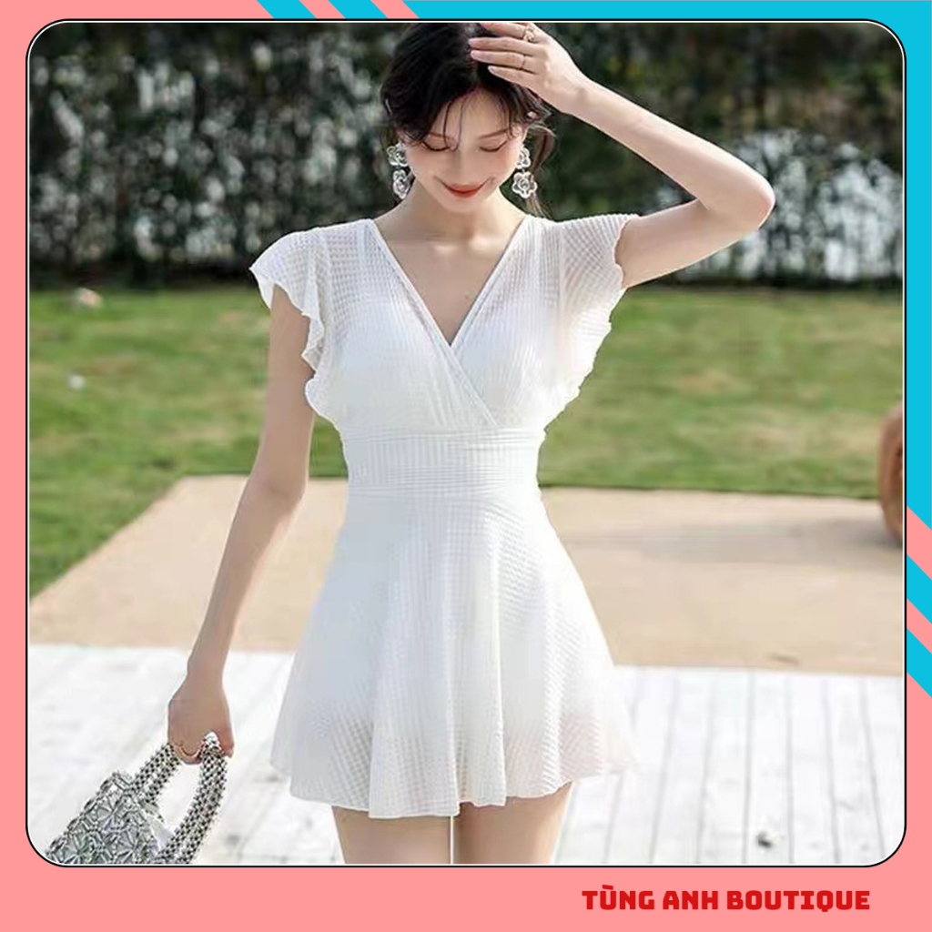 Bộ đồ bơi 1 mảnh liền thân bikini đi biển váy xoè kín đáo che bụng