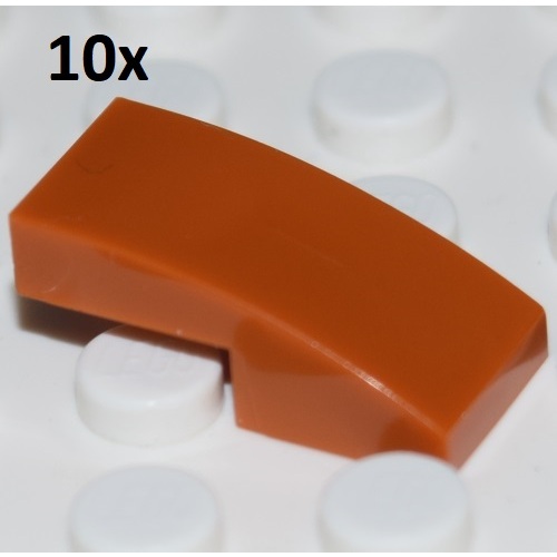 Lot 10x New Genuine LEGO Dark Orange Slope Curved 2 X 1 X 2 3 ID