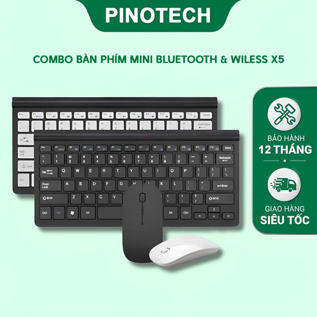 Combo Bàn Phím Chuột Không Dây Mini PINOTECH X5 87 Keys Nhỏ Gọn Màu Sắc