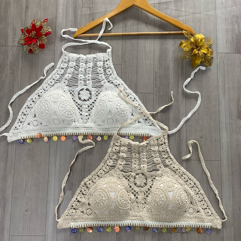 Bán sỉ Áo bra len móc nhiều mẫu mới về bikini đi biển thời